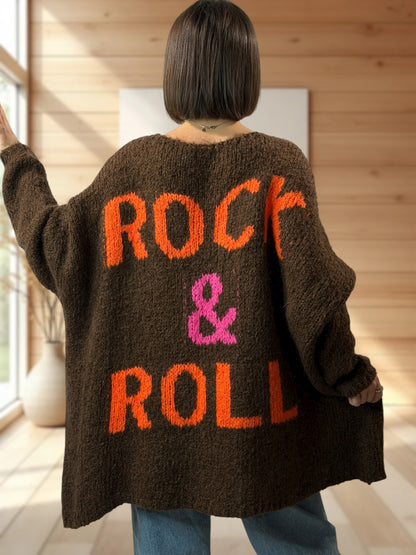 LUCKY - PULL MARRON OVERSIZE JUSQU'A LA TAILLE 56/58