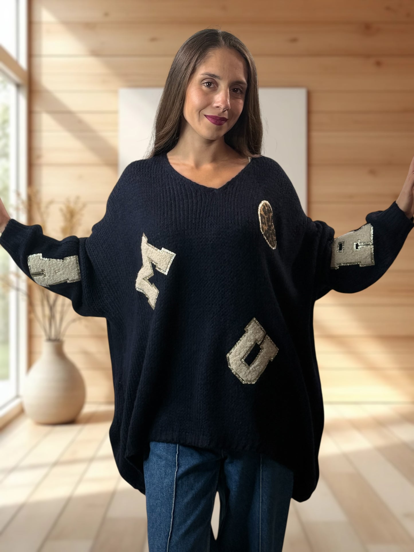 JAMES - PULL OVERSIZE MARINE JUSQU'A LA TAILLE 56