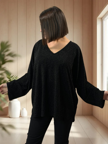 LAURY - TOP NOIR SCINTILLANT JUSQU'A LA TAILLE 54/56