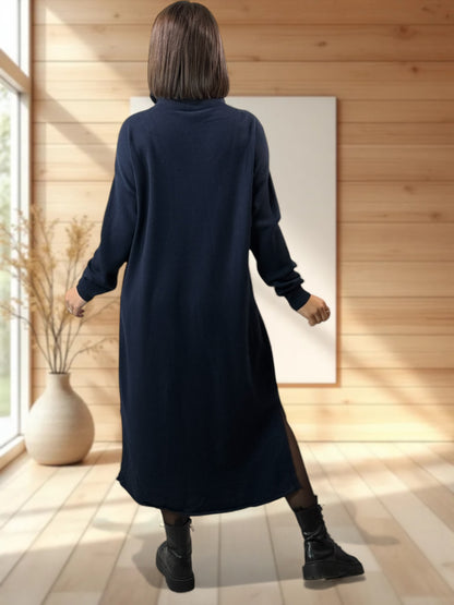 LEONIE - ROBE EN MAILLE MARINE OVERSIZE JUSQU'A LA TAILLE 48/50