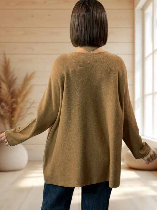 TINA - PULL OVERSIZE CAMEL JUSQU'A LA TAILLE 54