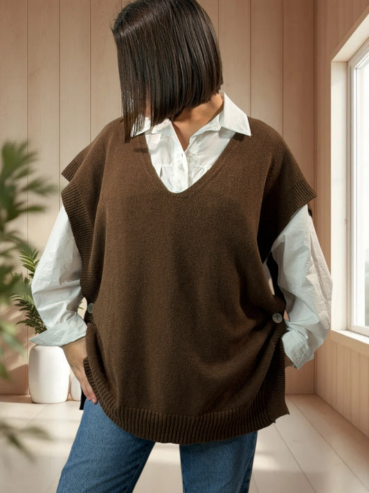 AURELIE - PULL CHOCO SANS MANCHES JUSQU'A LA TAILLE 52