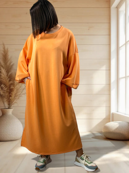 MAROUSSIA - ROBE OVERSIZE EN SWEAT ABRICOT JUSQU'A LA TAILLE 54/56