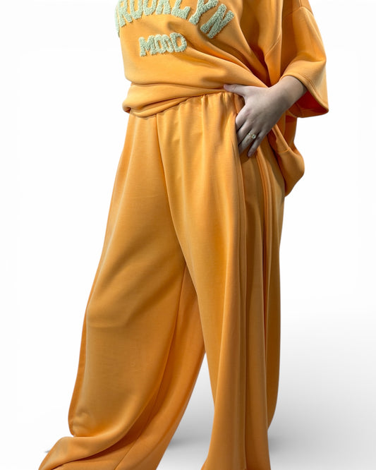 LORENZO - PANTALON AMPLE FLUIDE ABRICOT TAILLE 46 A 52