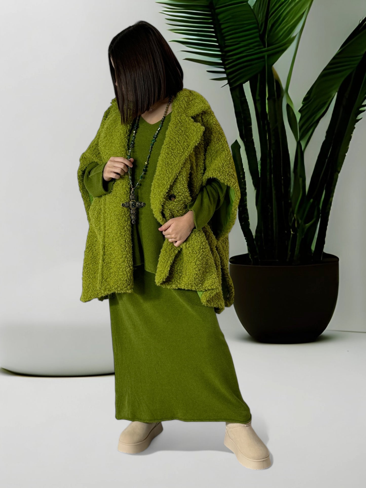 FAUSTINE - ENSEMBLE EN MAILLE VERT JUSQU'A LA TAILLE 52/54