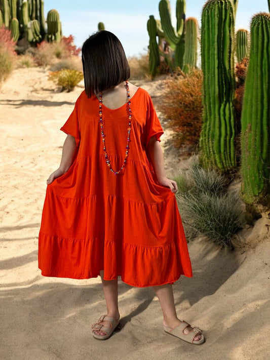 ELSA - ROBE ORANGE OVERSIZE JUSQU'A LA TAILLE 56