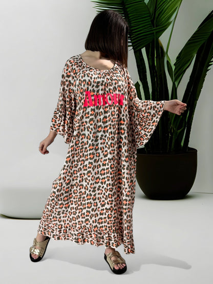 LALOLITA - ROBE LEOPARD KAKI JUSQU'A LA TAILLE 54/56