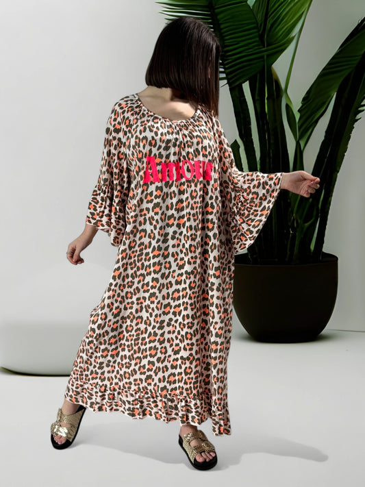 LALOLITA - ROBE LEOPARD KAKI JUSQU'A LA TAILLE 54/56