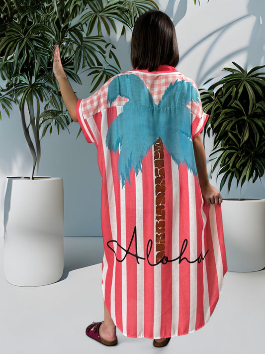 ITICA - ROBE OVERSIZE MOTIF PALMIER JUSQU'A LA TAILLE 56