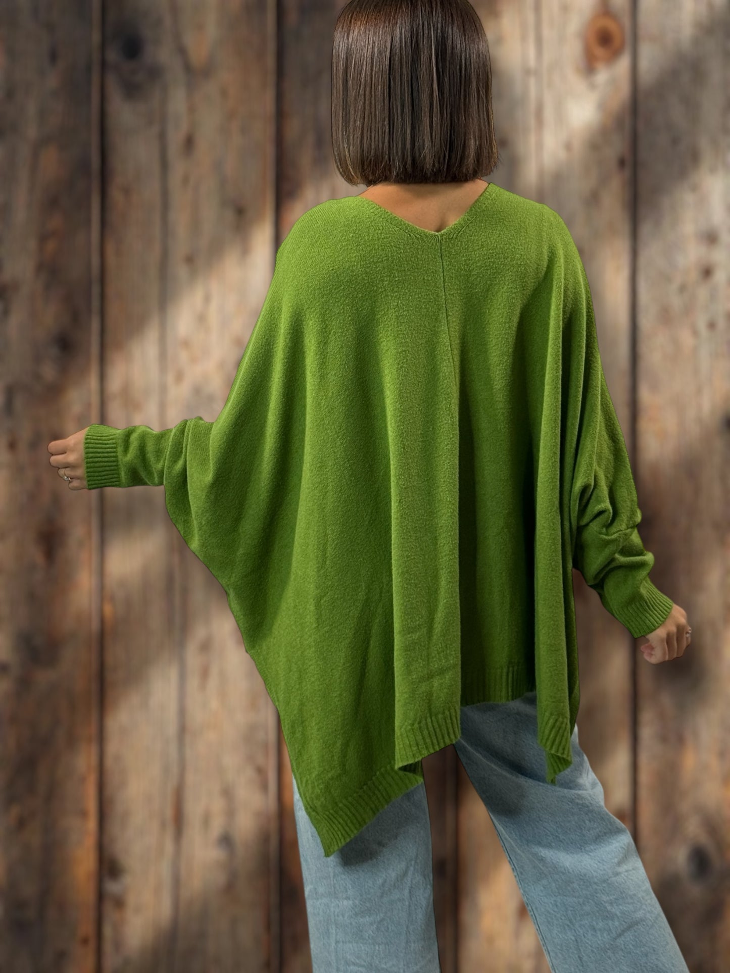 MATHILDE - GILET OVERSIZE VERT JUSQU'A LA TAILLE 56/58