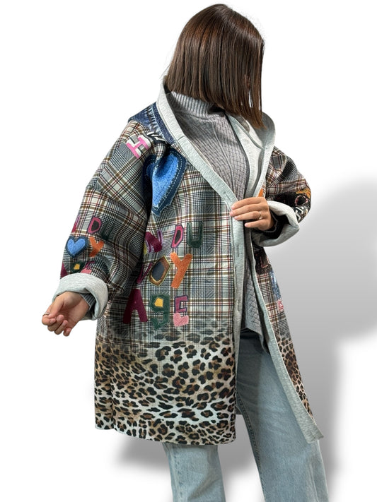 LULU - VESTE A CAPUCHE A MOTIF JUSQU'A LA TAILLE 52/54