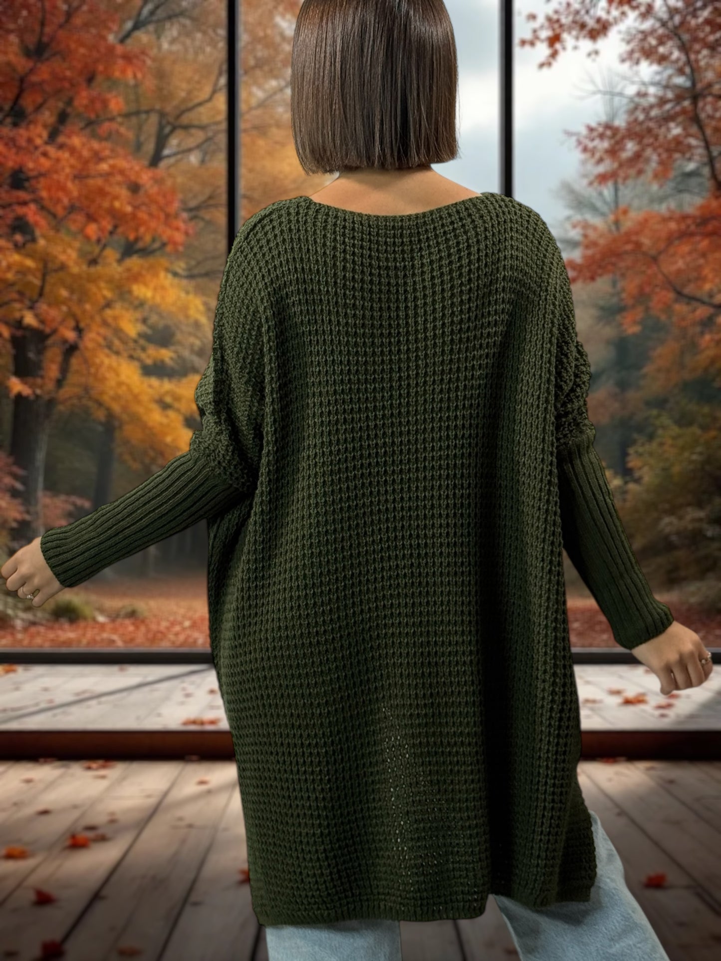 LOVELY - PULL OVERSIZE KAKI JUSQU'A LA TAILLE 56/58