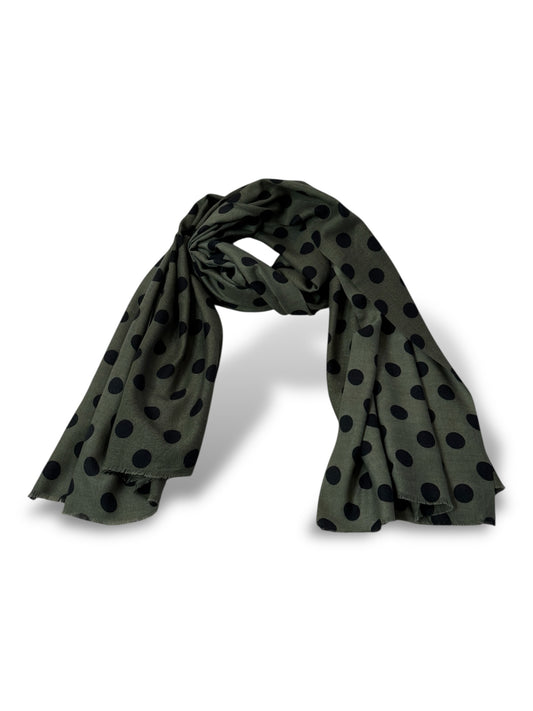 GRANDE ECHARPE KAKI A POIS