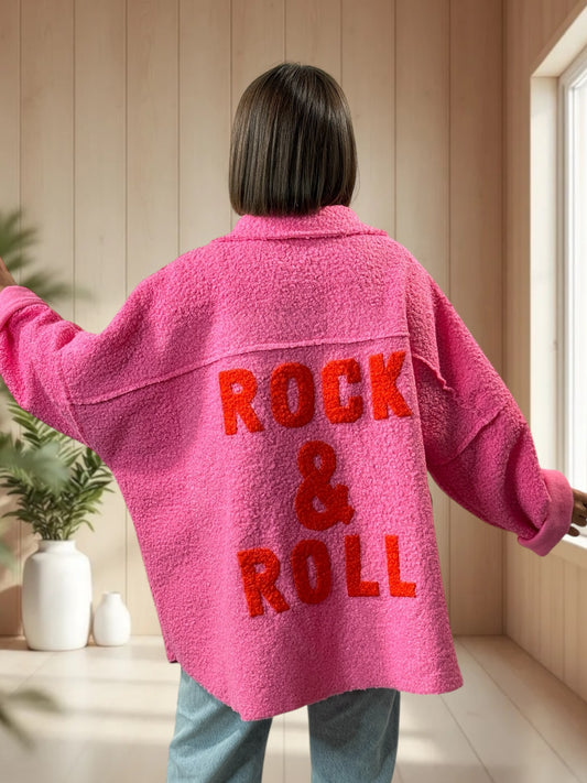 SANTAFEE - VESTE OVERSIZE ROSE JUSQU'A LA TAILLE 54/56