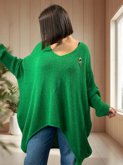 JULIA - PULL OVERSIZE VERT JUSQU'A LA TAILLE 56/58