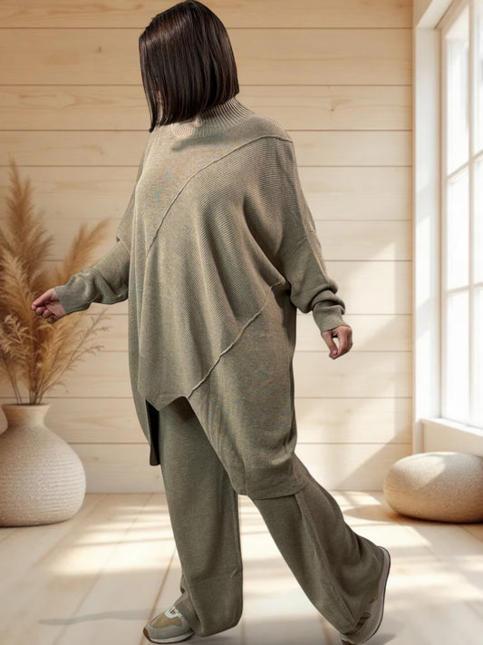 CLOE - ENSEMBLE EN MAILLE BEIGE JUSQU'A LA TAILLE 50