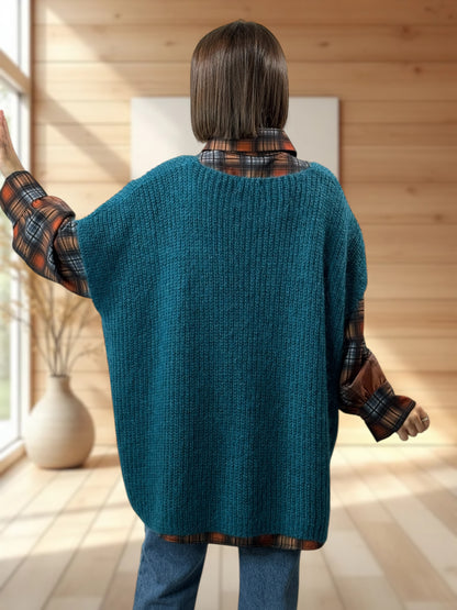 ENZO - PULL BLEU CANARD OVERSIZE JUSQU'A LA TAILLE 56