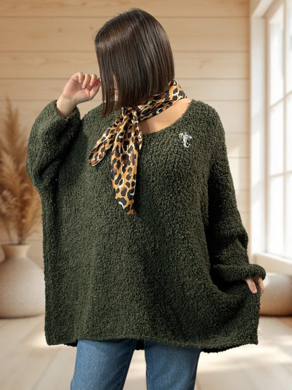 LAETITIA - PULL KAKI OVERSIZE JUSQU'A LA TAILLE 58