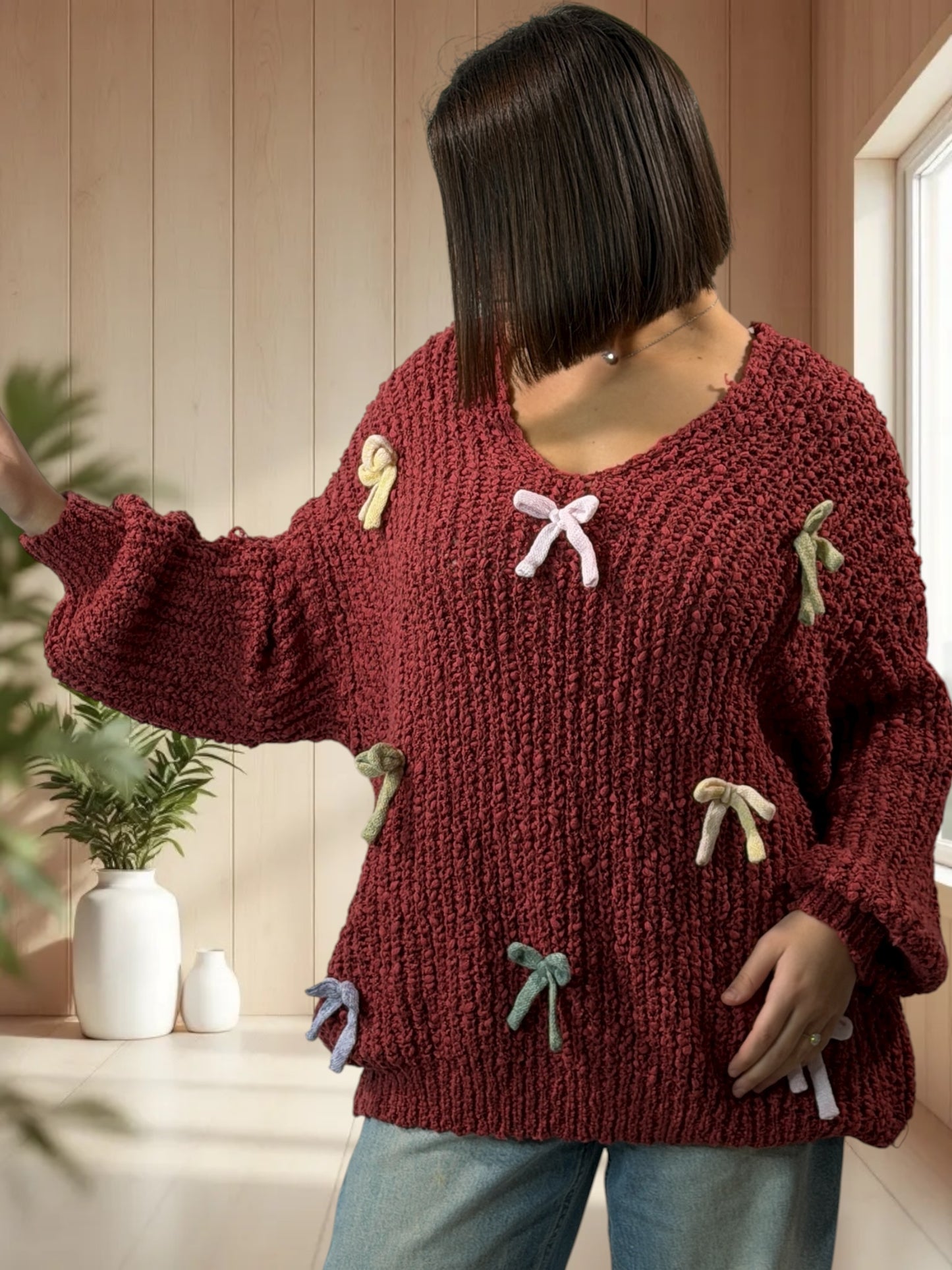 STELLA - PULL OVERSIZE TERRACOTA JUSQU'A LA TAILLE 54