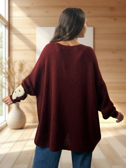 JAMES - PULL OVERSIZE BORDEAUX JUSQU'A LA TAILLE 56