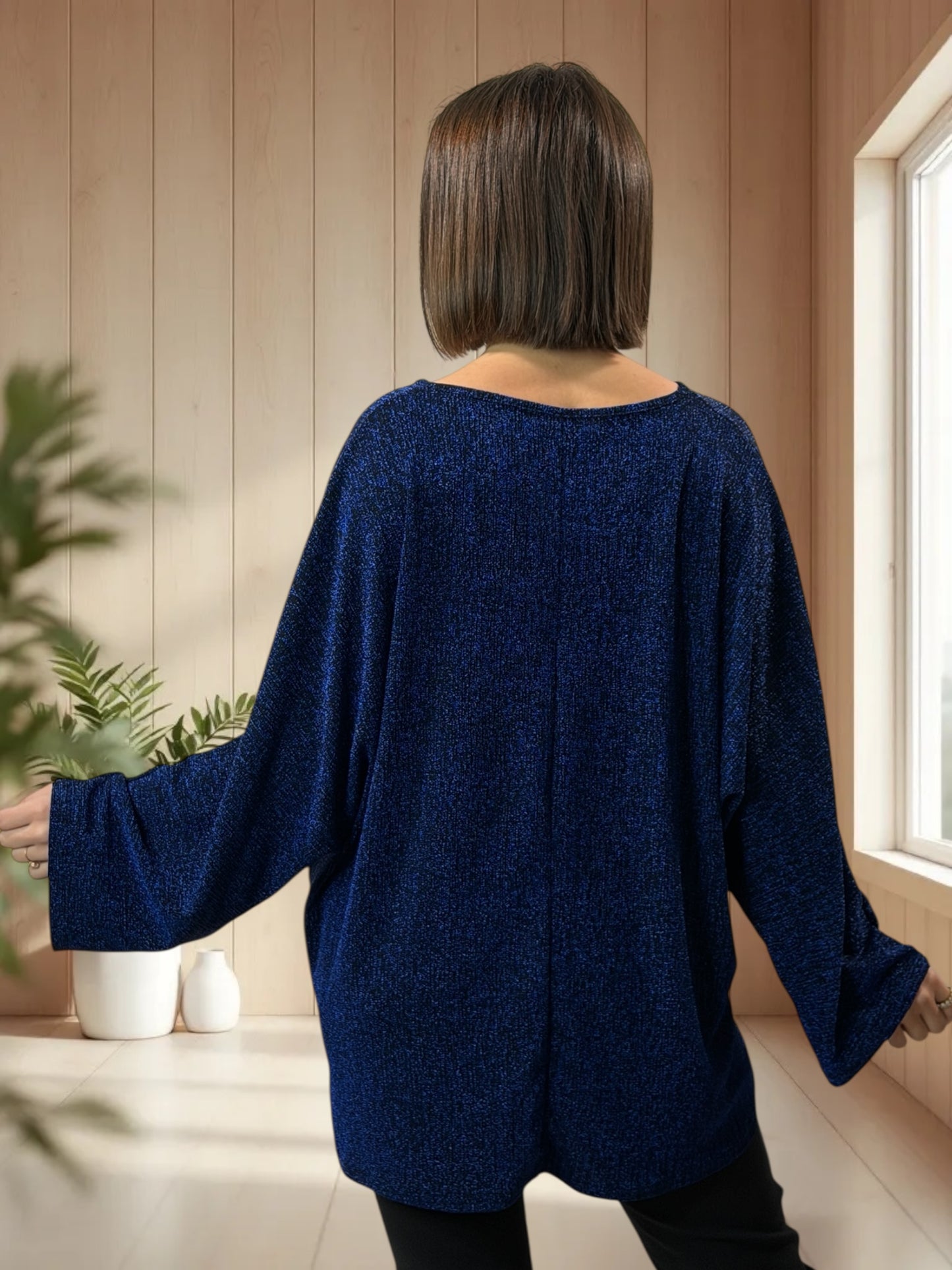 LAURY - TOP BLEU SCINTILLANT JUSQU'A LA TAILLE 54/56