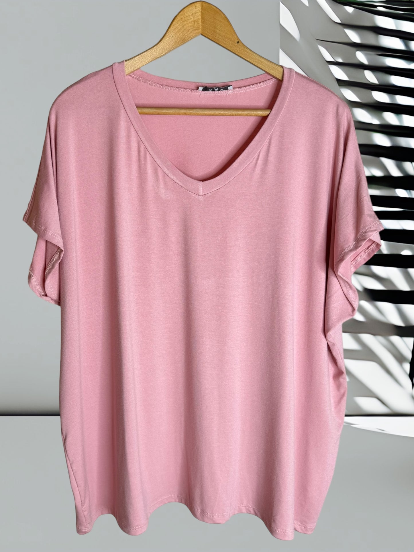 MARIO - T-SHIRT ROSE EN VISCOSE JUSQU'A LA TAILLE 56/58
