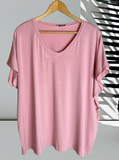 MARIO - T-SHIRT ROSE EN VISCOSE JUSQU'A LA TAILLE 56/58
