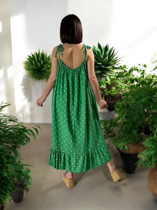 INGRID - ROBE OVERSIZE VERTE A POIS JUSQU'A LA TAILLE 56