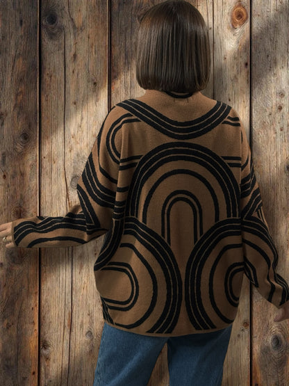 SOPHIE - PULL OVERSIZE MOTIF TERRACOTA JUSQU'A LA TAILLE 50