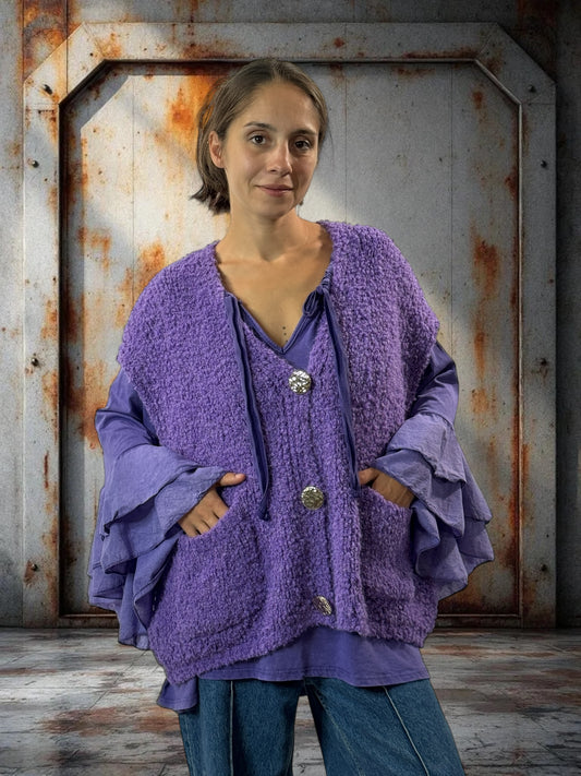 NICO - GILET VIOLET SANS MANCHE 2 POCHES JUSQU'A LA TAILLE 56