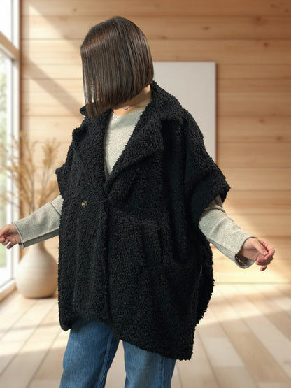 COCO - VESTE NOIRE EN MOUMOUTE JUSQU'À LA TAILLE 54/56