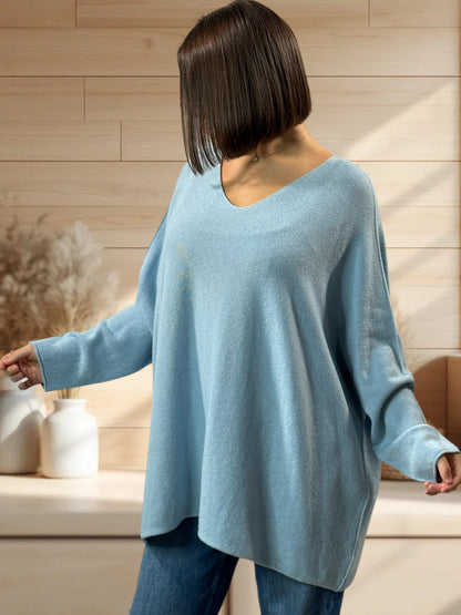 PALOMA - PULL OVERSIZE BLEU CIEL JUSQU'A LA TAILLE 56