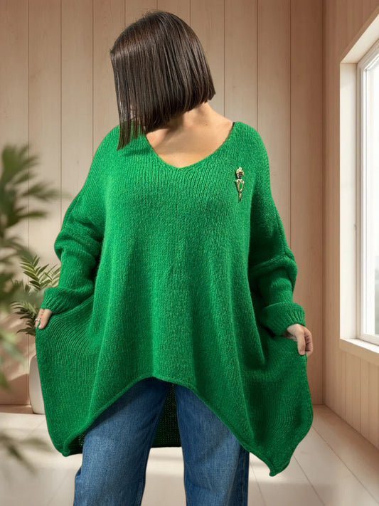 JULIA - PULL OVERSIZE VERT JUSQU'A LA TAILLE 56/58