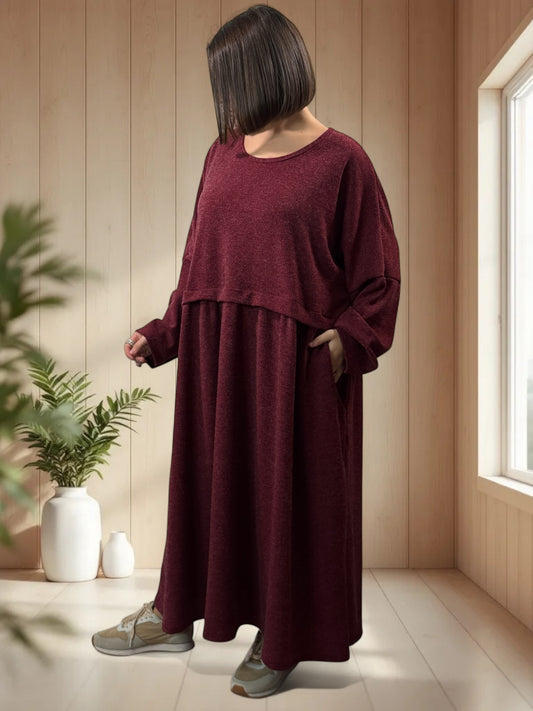 MADELINE - ROBE OVERSIZE BORDEAUX JUSQU'A LA TAILLE 60