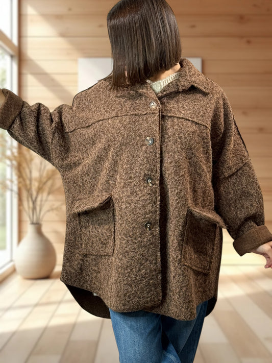 RAVELO - VESTE OVERSIZE MARRON JUSQU'A LA TAILLE 54/56