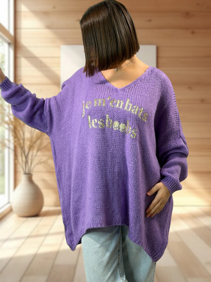 LUCIA - PULL OVERSIZE LILAS JUSQU'A LA TAILLE 54