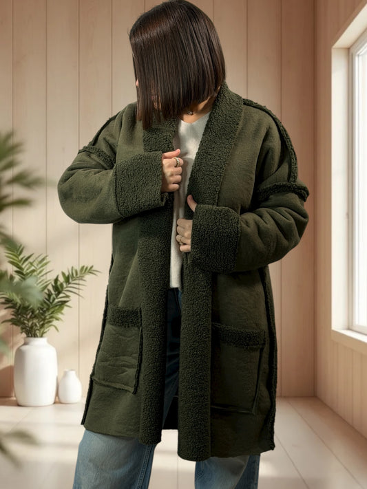 FREDERICO - VESTE KAKI OVERSIZE JUSQU'A LA TAILLE 52