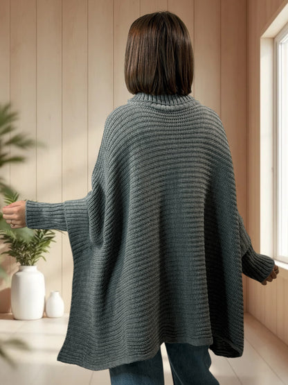 HELLO - PULL PONCHO GRIS OVERSIZE JUSQU'A LA TAILLE 56/58