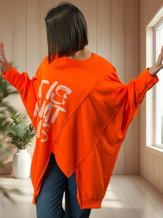TEDDY - SWEAT OVERSIZE ORANGE JUSQU'A LA TAILLE 56