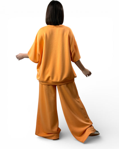 LORENZO - PANTALON AMPLE FLUIDE ABRICOT TAILLE 46 A 52