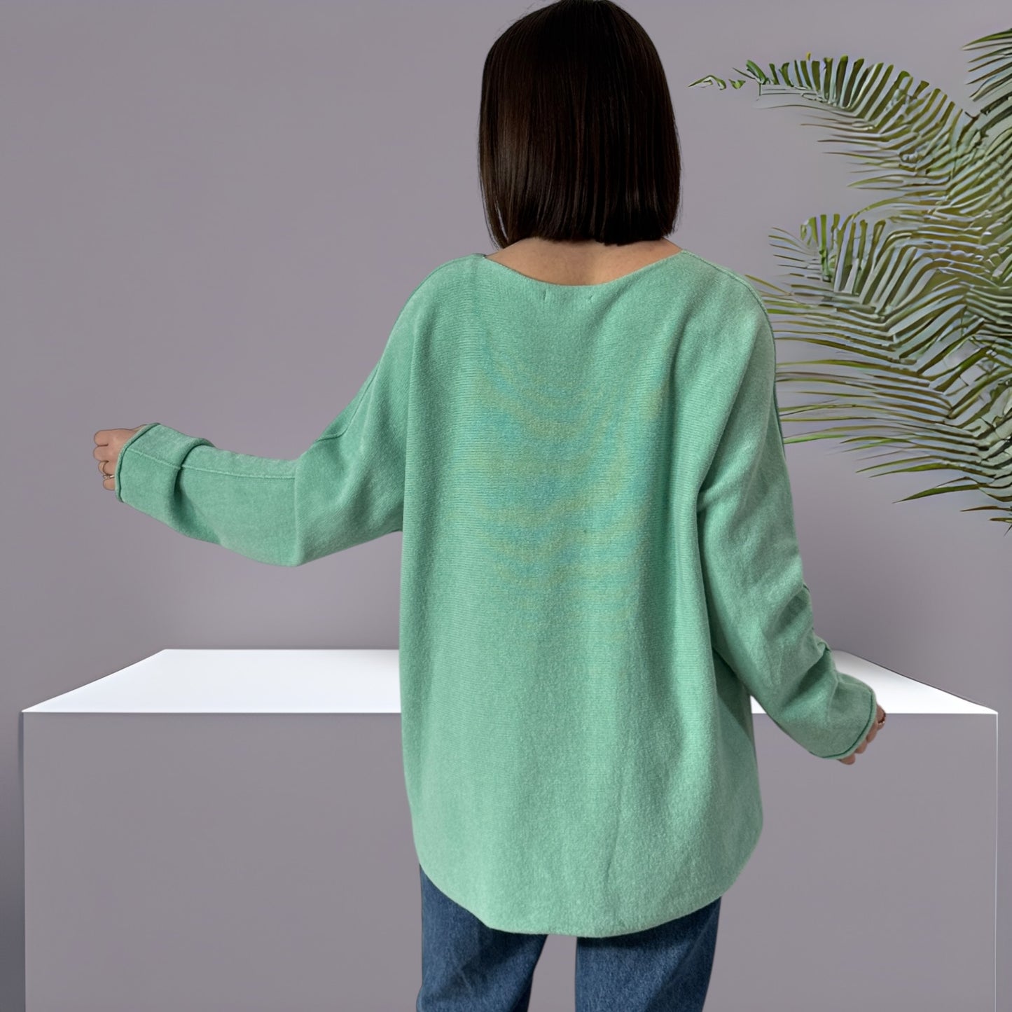 LARA - PULL OVERSIZE VERT JUSQU'A LA TAILLE 54
