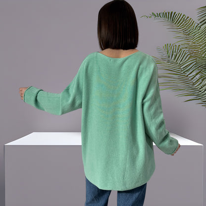 LARA - PULL OVERSIZE VERT JUSQU'A LA TAILLE 54
