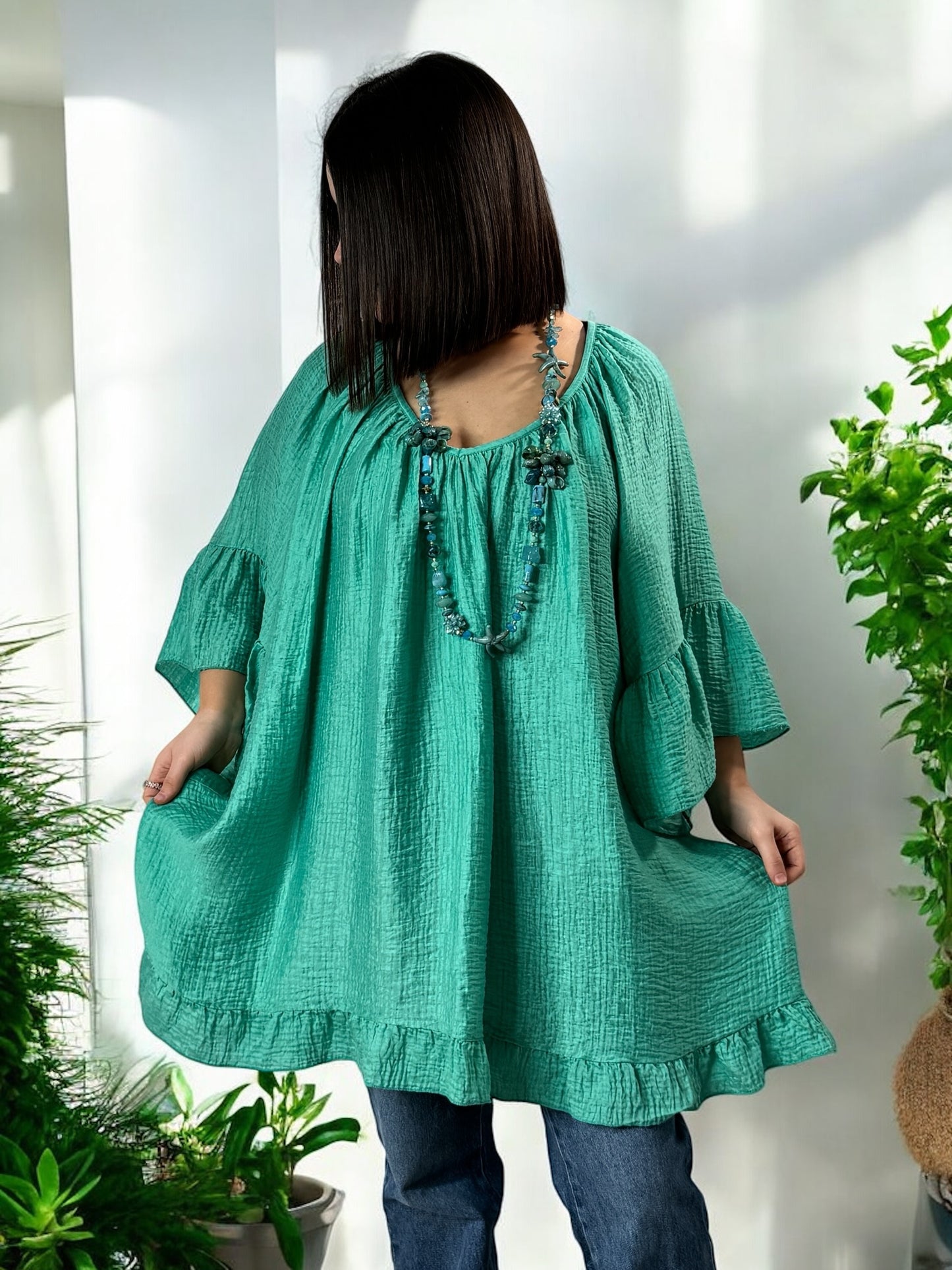 BERLINGOT - TUNIQUE OVERSIZE VERTE JUSQU'A LA TAILLE 58/60