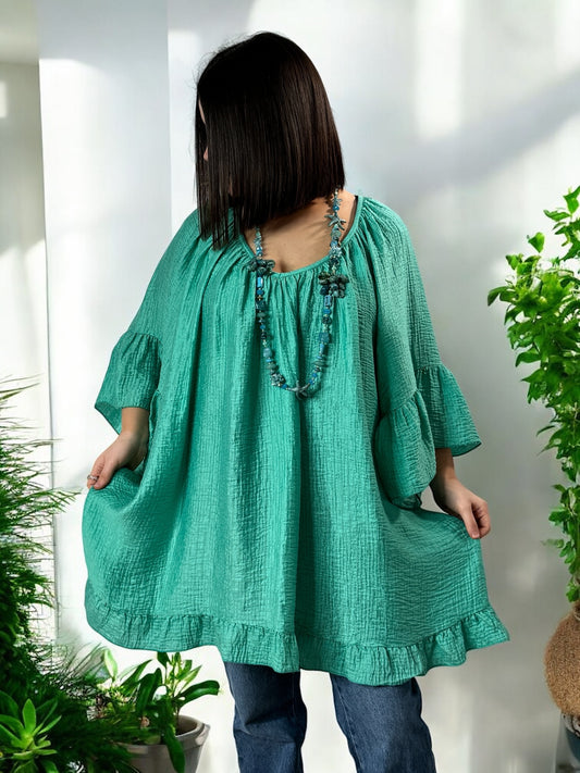 BERLINGOT - TUNIQUE OVERSIZE VERTE JUSQU'A LA TAILLE 58/60