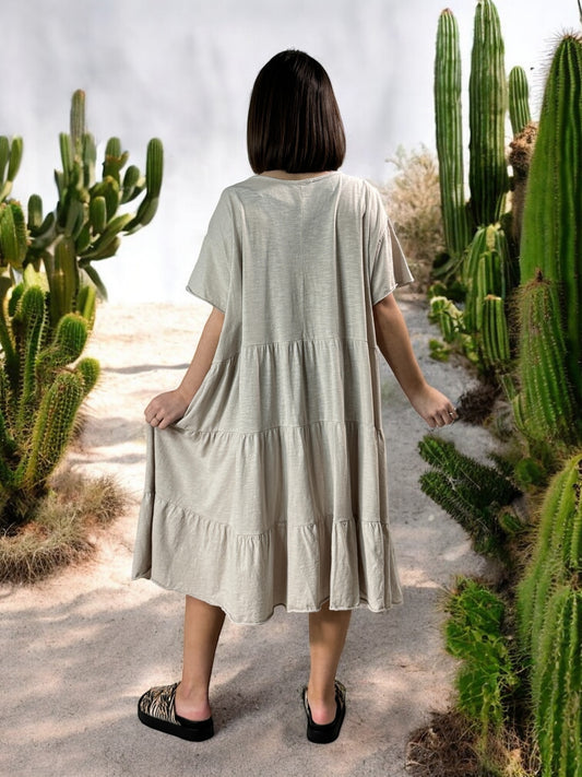 ELSA - ROBE BEIGE OVERSIZE JUSQU'A LA TAILLE 56