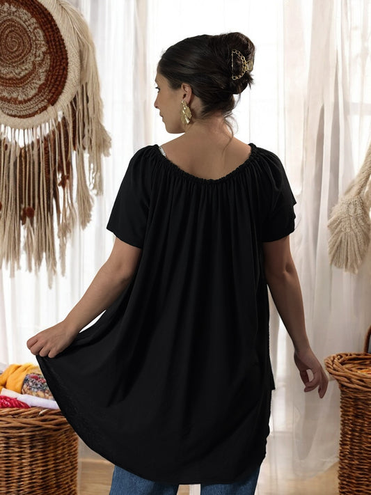 BEA - T-SHIRT NOIR EN COTON JUSQU'A LA TAILLE 52