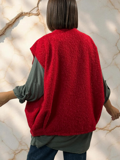 LUDO - GILET ROUGE SANS MANCHE JUSQU'A LA TAILLE 50/52