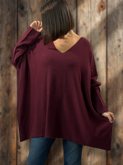 PALOMA - PULL OVERSIZE BORDEAUX JUSQU'A LA TAILLE 56