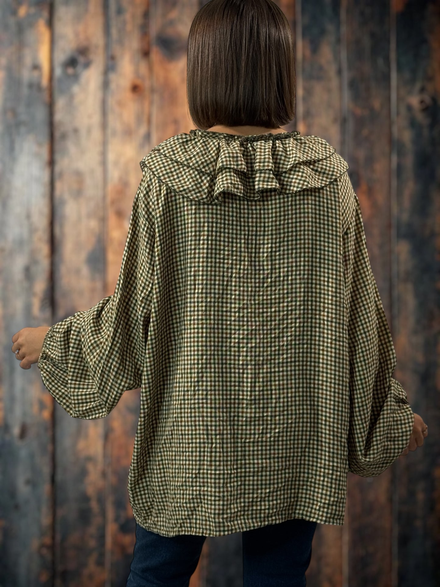 COLINE - BLOUSE A PETITS CARREAUX  JUSQU'A LA TAILLE 52/54