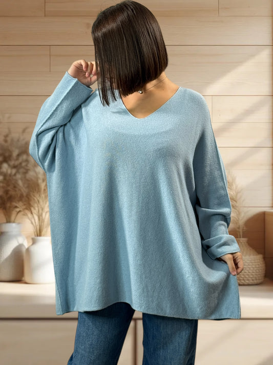 PALOMA - PULL OVERSIZE BLEU CIEL JUSQU'A LA TAILLE 56